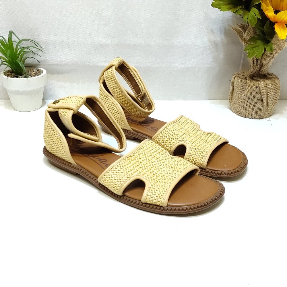 Zodiac Fran-Raff Ankle Strap Sandal US 8M Raffia Open Toe Casual Summer Textured